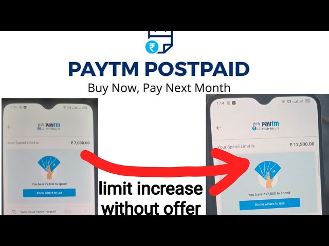 Paytm postpaid limit increase without offer